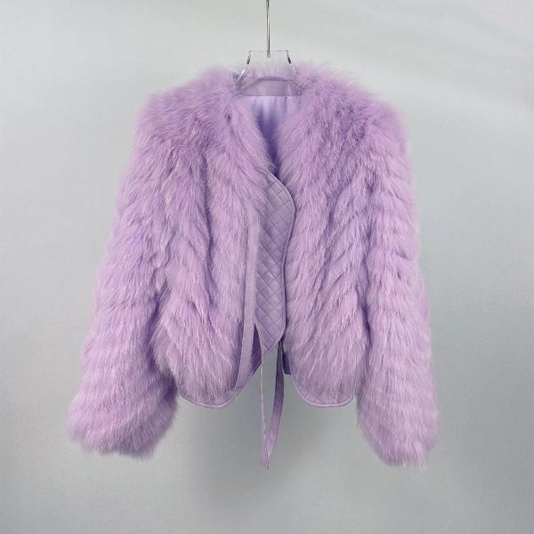 

fur woman real fox fur short coat v neck winter warm natural fur jacket lady fashion luxury fur casaco new arrival, Black