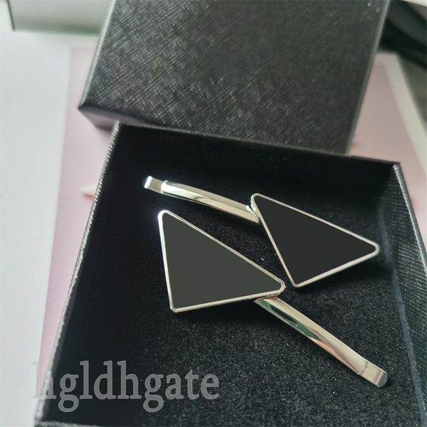 

party letter snap clips triangle hairpins bridal cool black classics enamel simple womens small fashionable girl ins summer leisure hair cli, Golden;silver