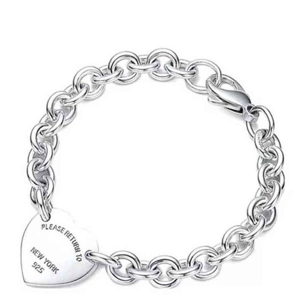 

bracelet for women 925 sterling silver heart-shaped pendant o-shaped chain luxury brand jewelry girlfriend gift co g2247y, Golden;silver