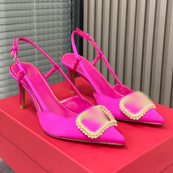 

2023 elegant design ladies dress shoes high heels bing slippers sandals crystal strap stiletto pointed toe party wedding eu35-40 -377, Black