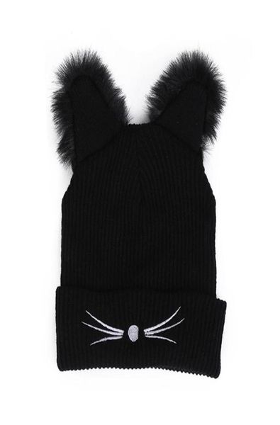 

warm winter hat fashion lovely cat ear hat for women ins harajuku knitted hats skullies female beanies bonnet faux mink4710440, Blue;gray