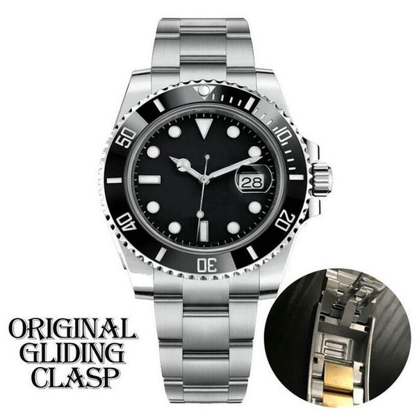 

mens automatic mechanical ceramics watches 40mm full stainless steel gliding clasp swim wristwatches sapphire super luminous watch227e, Slivery;brown