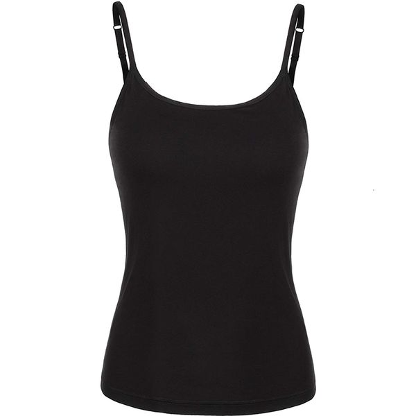 

camisoles tanks bra padded lingerie active strap cami women modal workout tank candy colors pajama shirt with built in shelf bra 230420, Black;white