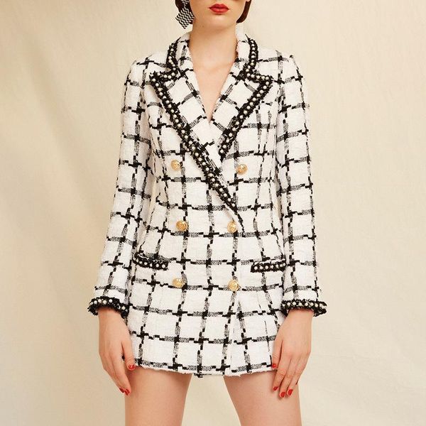 

fur fashion 2020 new striped woven rough woolen fabric collar sewn pearl slim temperament women's jacket, Black