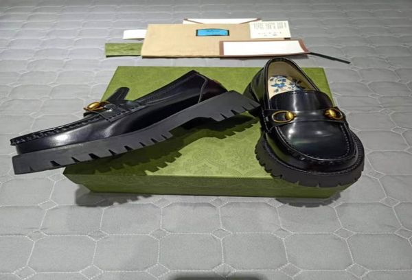 

fashion ladies flatbottom designer roundtoe dress shoes genuine leather metal buckle women039s casual bee single shoes platfo9990759, Black