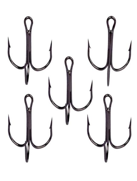 

fishing hooks 50 pcs 2 4 6 8 10 black hook high carbon steel triple inverted tackle round bend for bass8766266