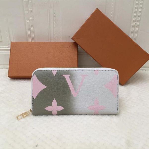 

leather gradient zippy long wallets women luxury bag sarah victorine coin purse card holder designer clutch bags lady 296h, Red;black