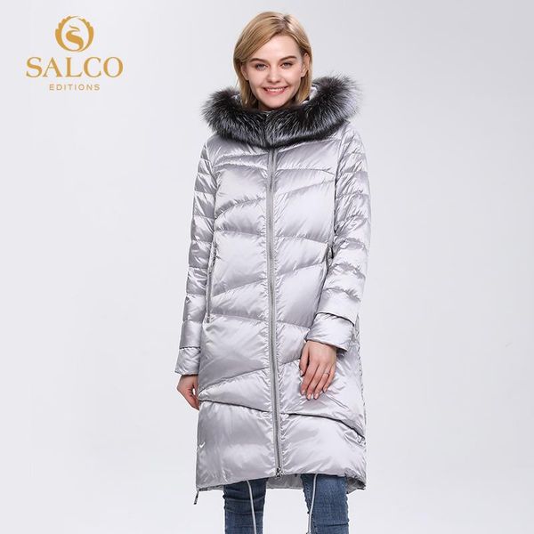 

parkas salco the latest bigzipped pearlcotton winter warm coat 2020 highend real fur coat, Black