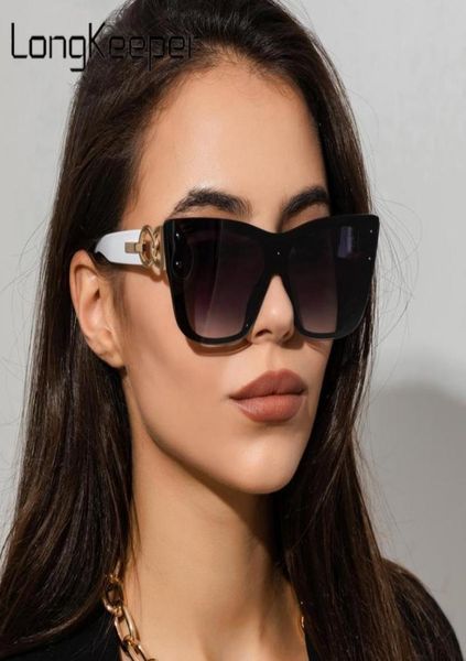 

sunglasses oversized cat eye chain legs women 2022 brand fashion large frame square sun glasses men retro trendy cateye eyewear9372324, White;black