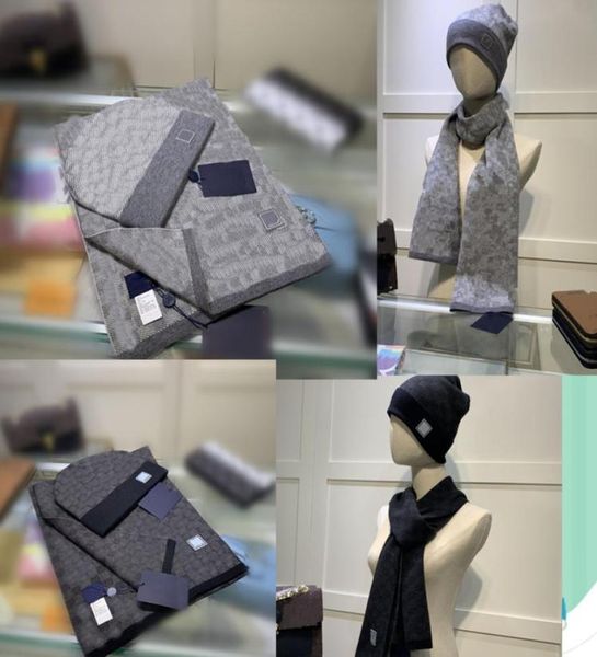 

2022 women mens knitted scarf set winter warm hats and scarves beanie hat for men letter8701837, Blue;gray