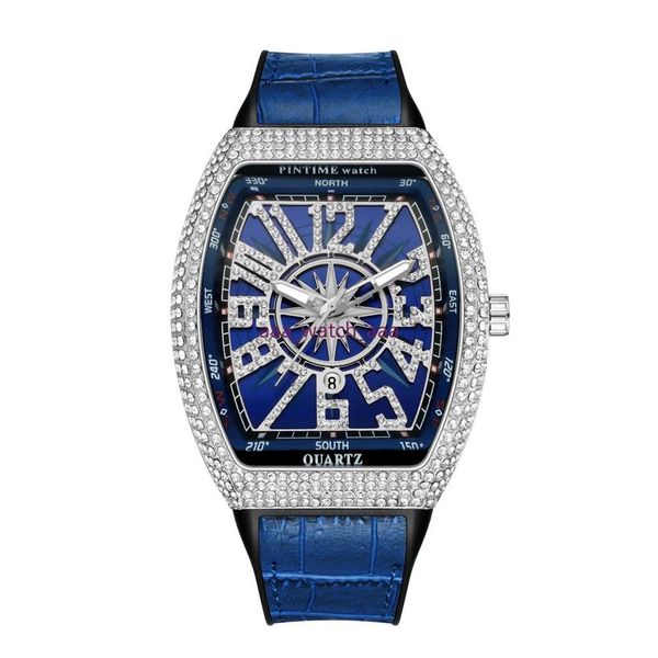 

whole fashion men luxury watch diamond iced out mens watches quartz movement classic design yachting wristwatches271e, Slivery;brown