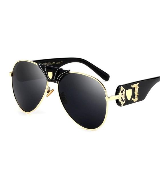 

2019 pu leather bridge designer women pilot sunglasses fashion lady men mirror lens sun glasses uv4002894796, White;black