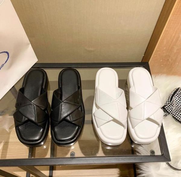 

2021 women sandals muffin thick bottom slipper rubber slide sandal platform chunky shoes summer womens embossed with box4918228, Black