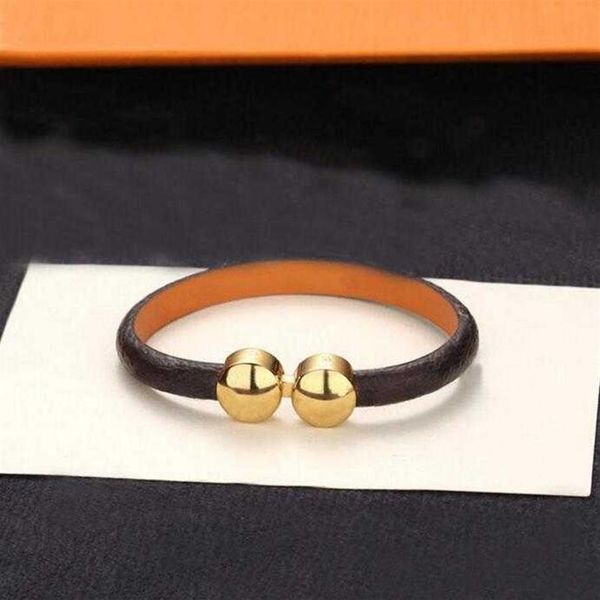 

womens double beads bracelet for couple love bracelets fashion brand punk chain link mens womens accessories leather rope s238m, Golden;silver