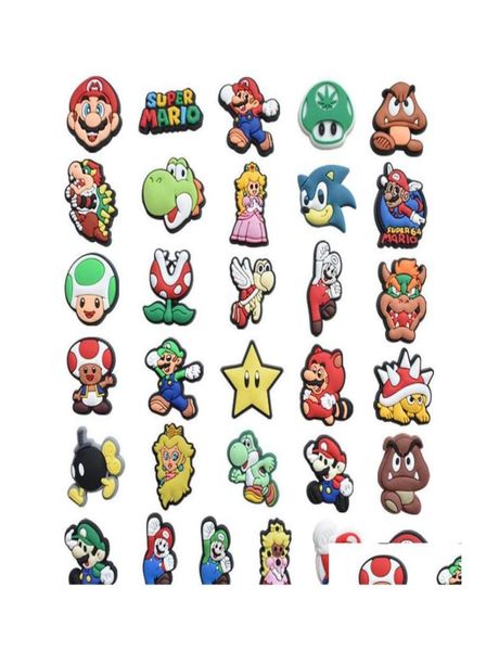 

shoe parts accessories charms whole cute game mushroom cartoon croc pvc decoration buckle soft rubber clog drop delivery shoes7219815, White;pink