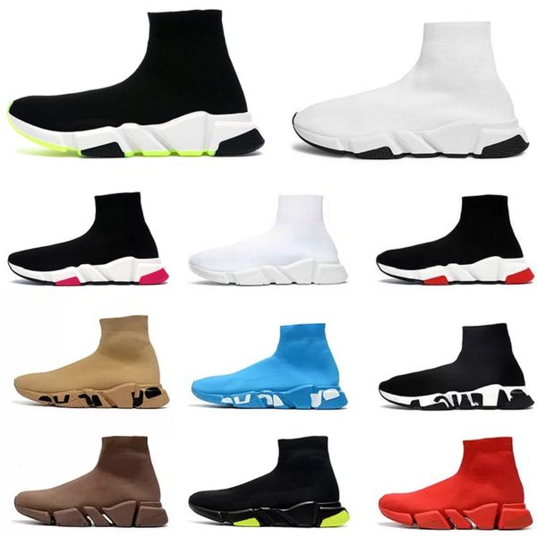 

paris designer casual sock shoes comfort sole breathable men women platform hommes mesh trainer black glitter knitted triple sneaker walking