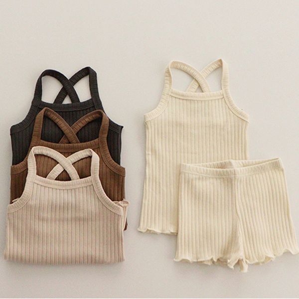 

clothing sets summer baby set children s solid color long sleeve elastic trousers two piece suit born boys girls pants outfit 230420, White