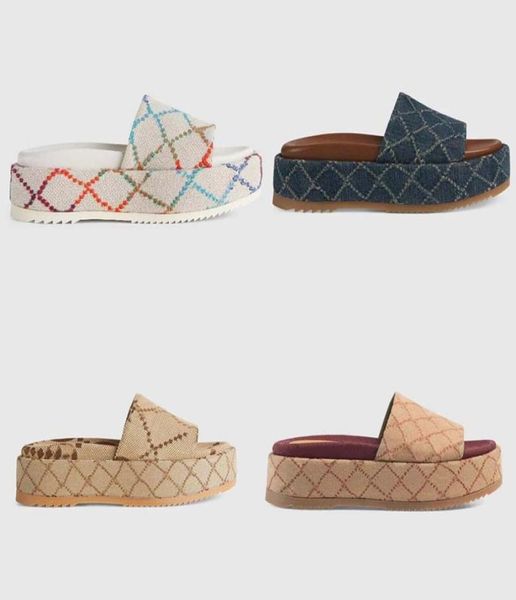 

woman slippers fashion sandals beach thick bottom slipper luxury designer platform alphabet lady leather flat slides1394328, Black