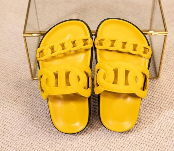 

luxury designer slides 2022 slippers chain sandals can be worn by both men and women trend size 35415154481, Black
