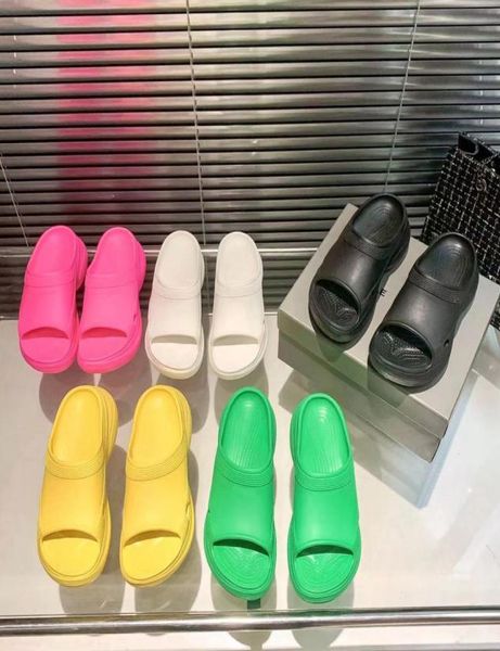 

2023 slippers pool croc slides platform women men sandals solid chunky sole rubber foam slide beach shoes summer sports casual hig3540780, Black