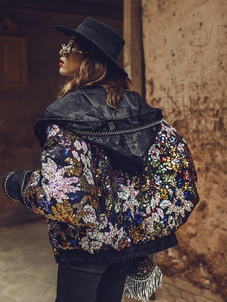 

parkas winter jackets women streetwear rivets luxury sequined hooded puffer jacket causal oversize light duck down jacket bubble coat, Black