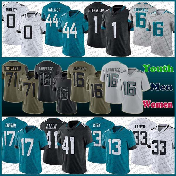 

trevor lawrence travon walker ridley football jersey custom men women kids christian kirk travis etienne devin lloyd josh allen evan engram, Black;red