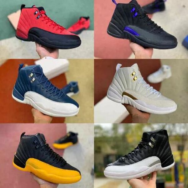 

12s jumpman basketball shoes 12 utility university gold twist dark concord reverse flu game ovo white wings mens trainers sports