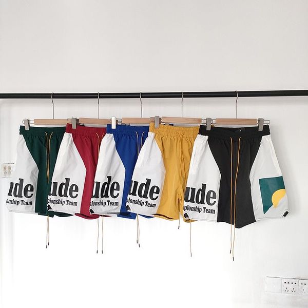 

mens shorts summer rhude panel logo short women designers trousers motion pants fashion quick drying beach pants a2, White;black