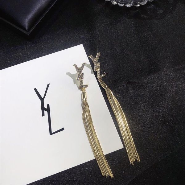 

2022 retro classic designer stud earrings tassel diamonds y letter for women men earring luxurys designers gold earrings jewelry246p, Golden