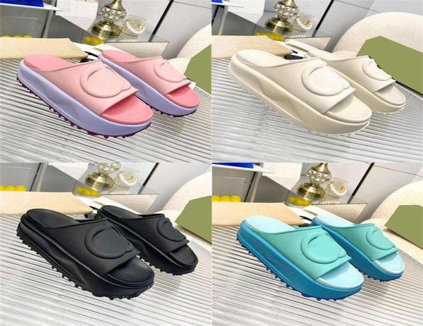 

designer slippers women platform slipper big double g slides classics rubber slides solid color flip flops non slip sandals thick 9384913, Black