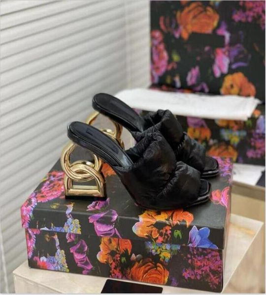 

winter women039s highheeled slippers down material warm fashion letter heel design multicolor women shoes sizes 35421208734, Black