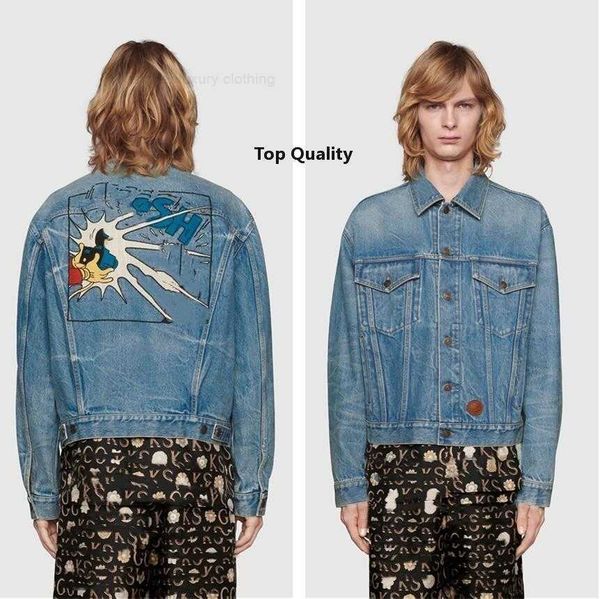

brand mens denim streetwear jacket men and women casual coats animal joint printing coaat man fashion jacket outwear, Black;brown