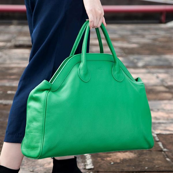 

2021 european and american brand leather bag fashion women's head layer cowhide grade big handbag2697, Black;red