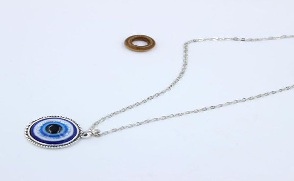 

turkish symbol evil blue eyes pendant necklace resin bead pendant necklace women men nazar turkey arabic islamic lucky charm gift 2608352, Silver