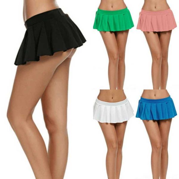 

s women summer solid color mini skirt jk girl pleated miniskirt aa230420, Black