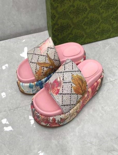 

platform sandals women flip flops slippers fashion casual beach heightening slide sandal 3542 with box no298a2402421, Black
