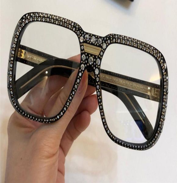 

luxury designer 0427 sunglasses for women with diamond stones design 0427s square frame glasses eyewear uv400 protect6269999, White;black