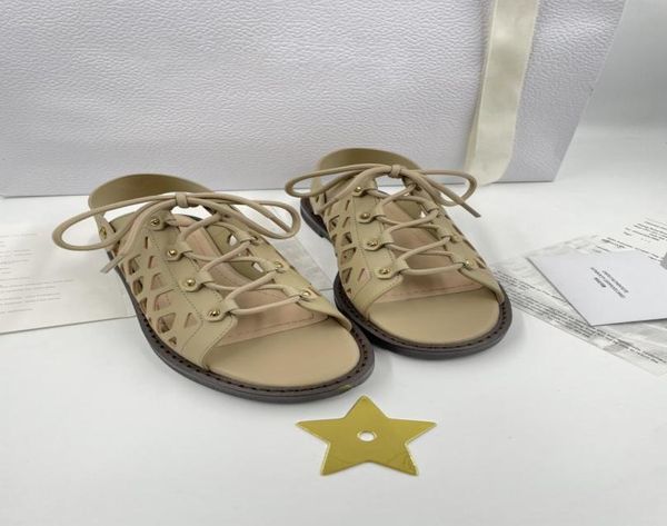 

luxury 2021 early spring new women039s hollow out sandals matte cow leather material size 3540 542845, Black