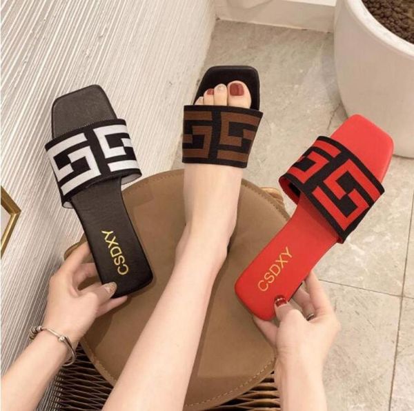 

summer beach women slides girl flat slippers womens geometric print slipper slide fashion scuffs shoe ladies flip flops knitted sl3807765, Black