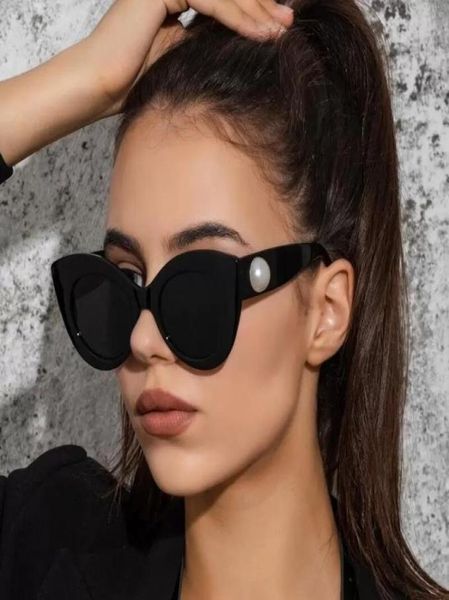 

fashion pearl designer sunglasses brand sun glasses cat039s eye frame women eyewear 4 color2717119, White;black