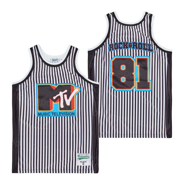 

movie basketball 81 rock & roll jersey music television mtv high school breathable team black retro hiphop for sport fans pure cotton colleg