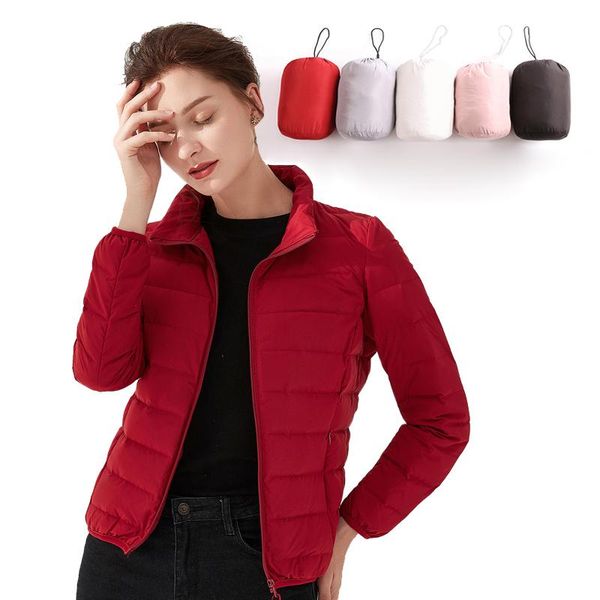 

parkas woman's jacket matt fabric ultra light winter 90% duck down jackets warm coat parka female solid waterproof seamless outwear, Black