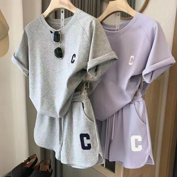 

womens tshirt casual sports suits women summer short tshirt wide leg shorts fashion running two piece sets clothing sporty outfit 230420, White
