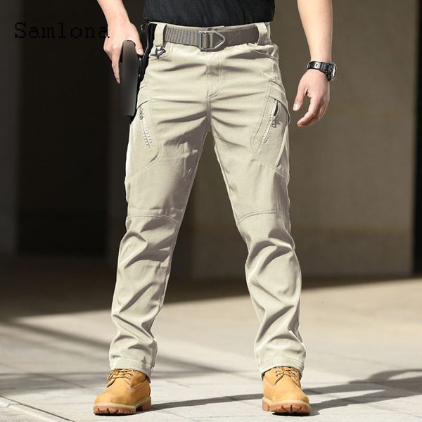 

men's pants plus size mens casual pants summer moto bike pants male zipper pockets trouser new solid khaki black outdoor leisure pant 2