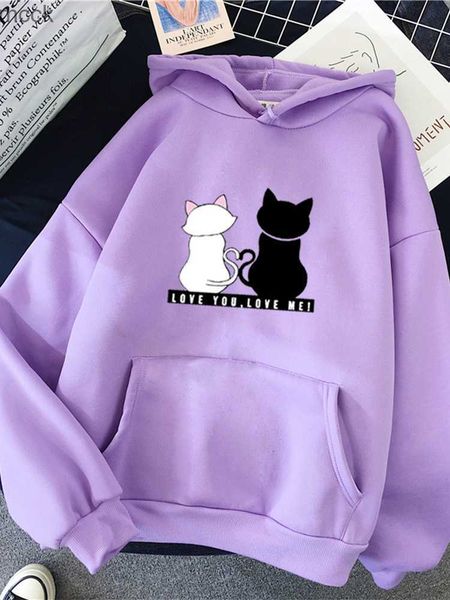 

women's hoodies sweatshirts 2022 streetwear hoodies female sweater autumn spring long sleeve harajuku cat print casual sweater pullover, Black