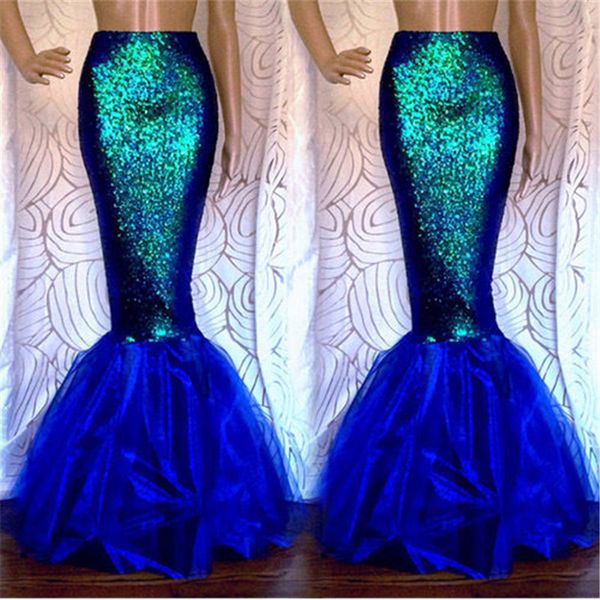 

skirts fantaisie mermaid skirt women party fancy long maxi for christmas cosplay costume falda de fiesta 230420, Black