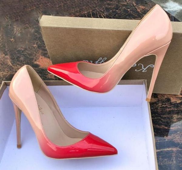 

s new gradient shoes pointed toes high heel pumps 12cm 10cm 8cm thin stilletto heel dress female red wedding shoes party heel3519003, Black