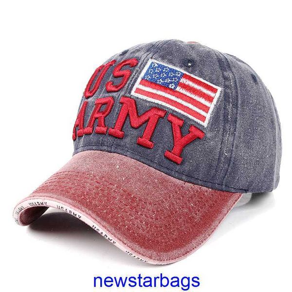 

factory outlet designer hats for sale summer splice washed cotton distressed us army letter american flag baseball cap sun visor cap, Blue;gray