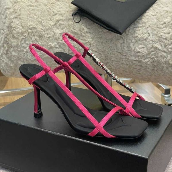 

2023 fashion classic women lady high heel sandal shoes 9.5cm heeled wang style designer sandals full package wholesale, Black