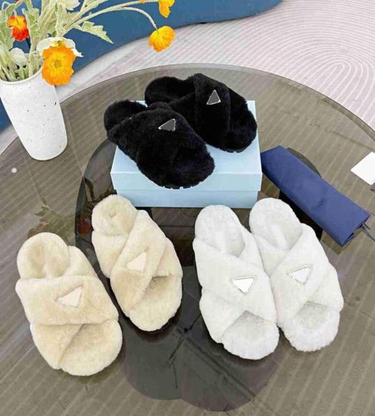 

desginer women fur slippers winter furry soft warm white black grey fashion sandals shearling slipper flat electric embroidery mul1856105